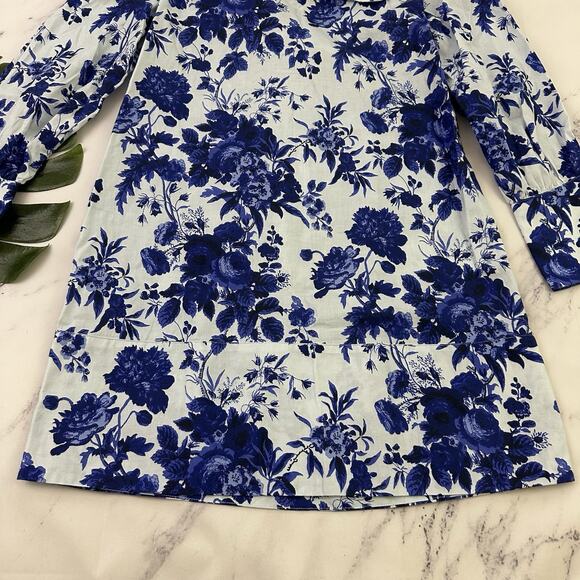 Tuckernuck Sapphire Bloom Bella Dress Size S Blue Floral Bow Trim Mini Pockets - Picture 12 of 12